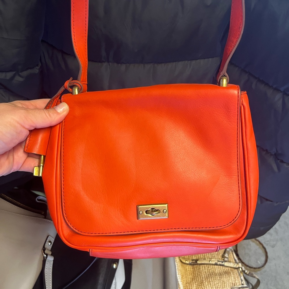 Fossil Orange Leather Crossbody